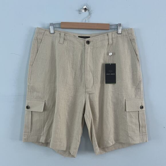 NWT Joseph Abbound Linen Tan Cream Cargo Shorts - Picture 2 of 6